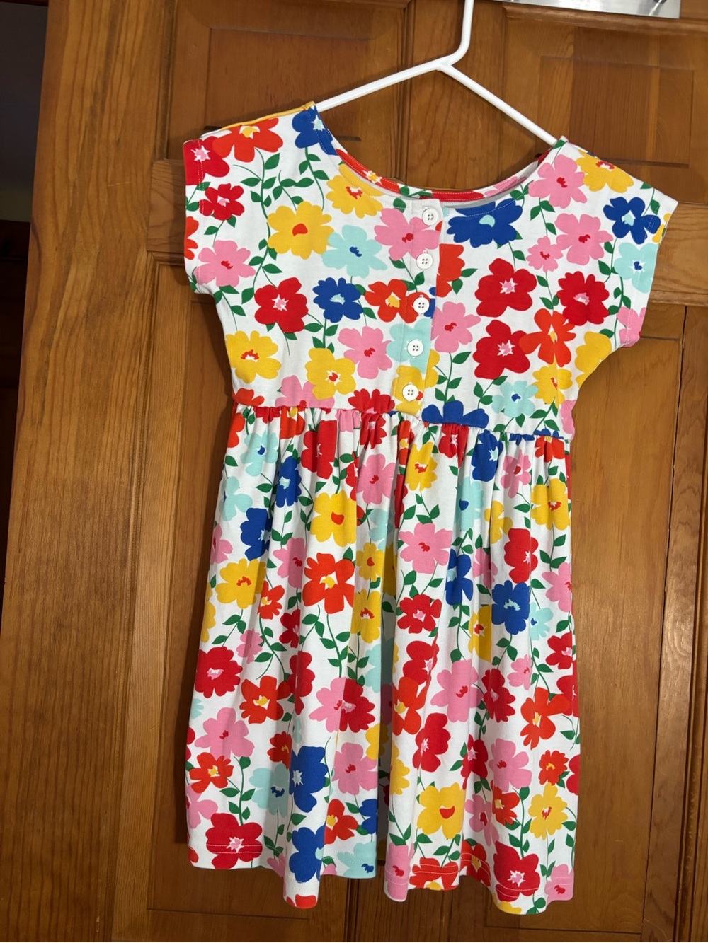 Hanna Andersson Bright Floral Button-Front Dress - Red, Yellow, Blue, Pink